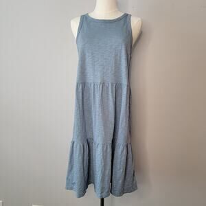 Gap Babydoll Blue Tiered Cotton Mini Dress Sundress M Cruise Vacation Cottage